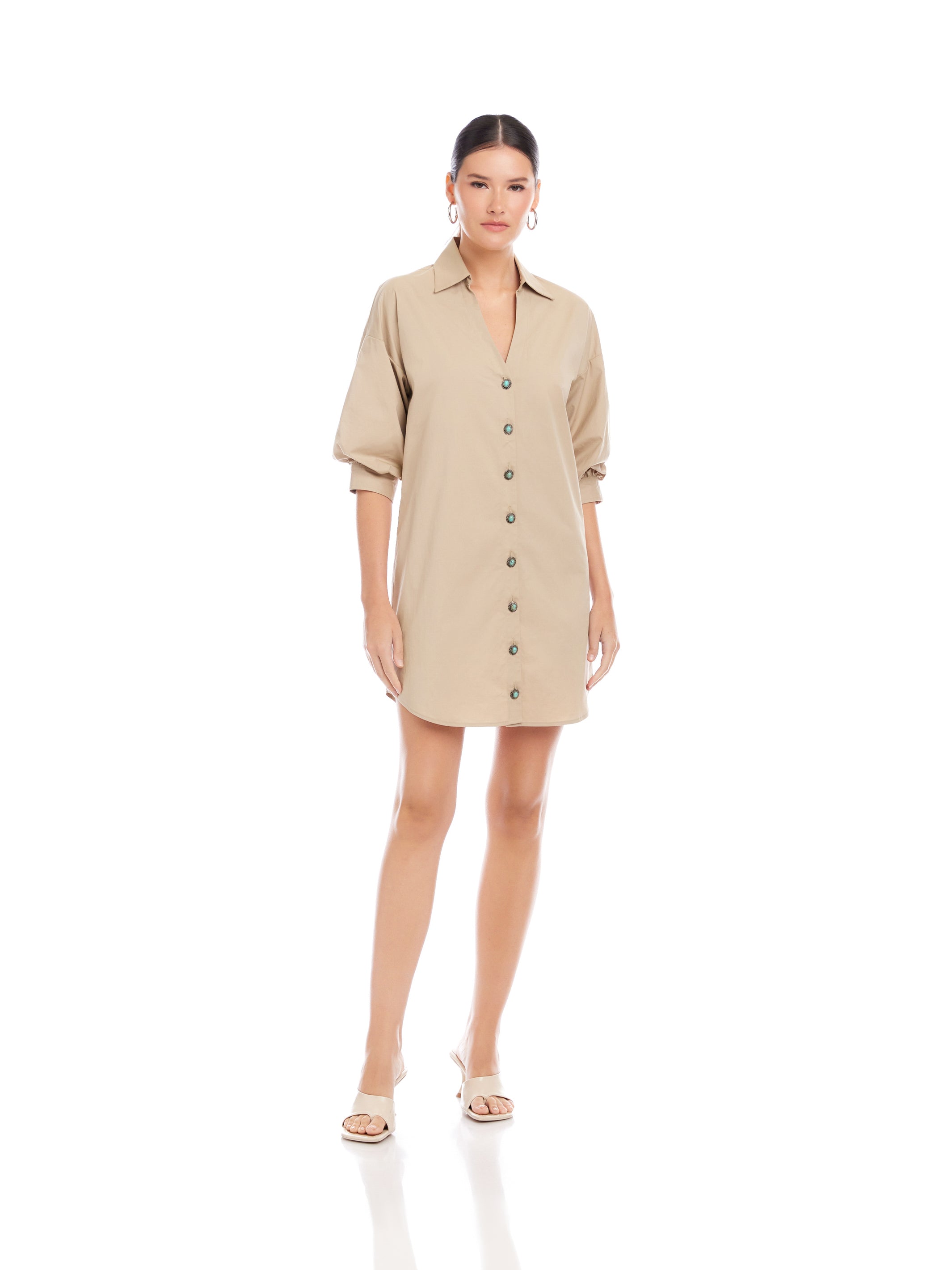 Phoebe Lantern Sleeve Shirtdress