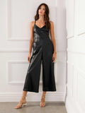 Faux Leather Cropped Jumpsuit