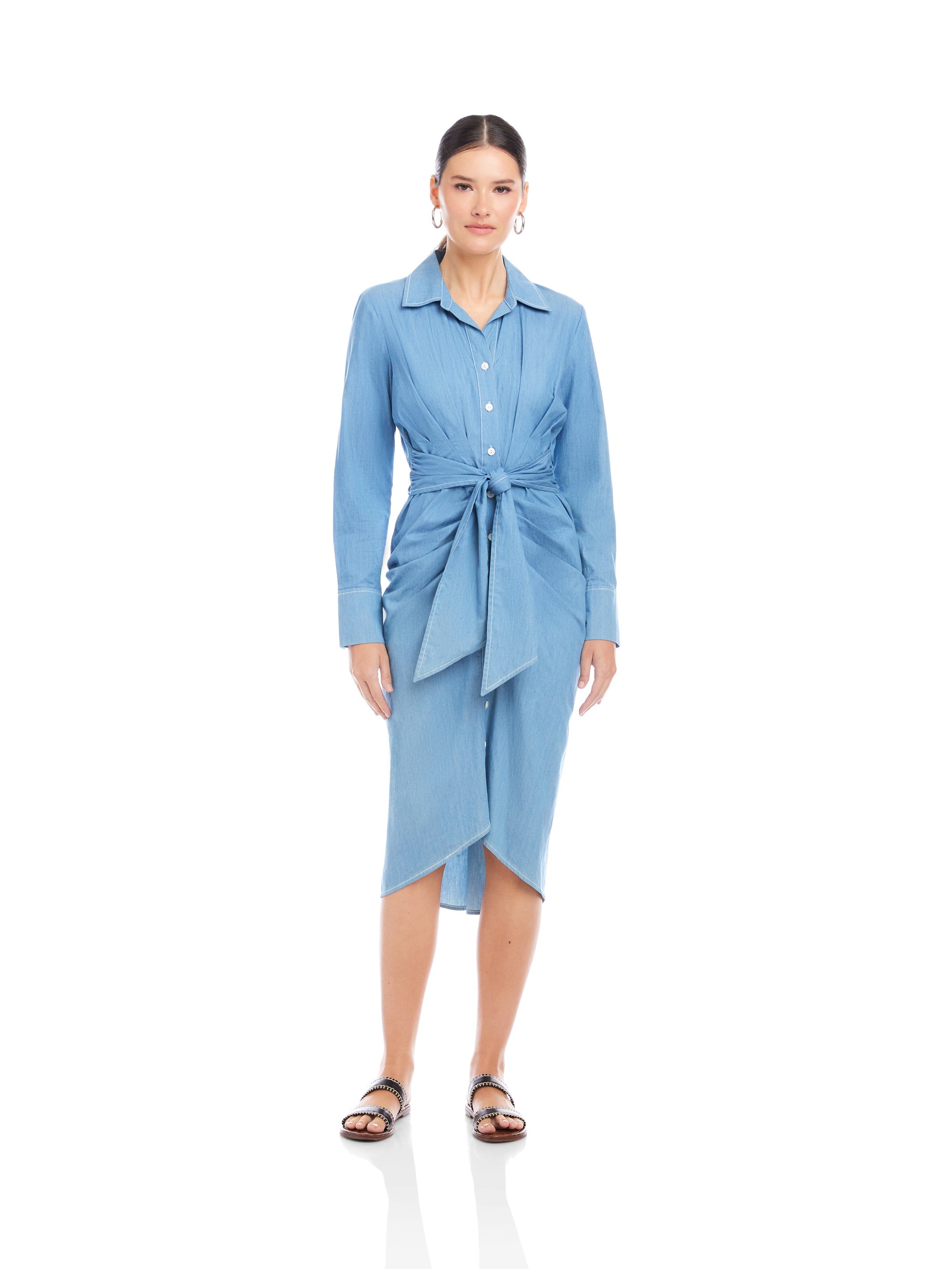 Rayleen Long Sleeve Pleated Shirtdress