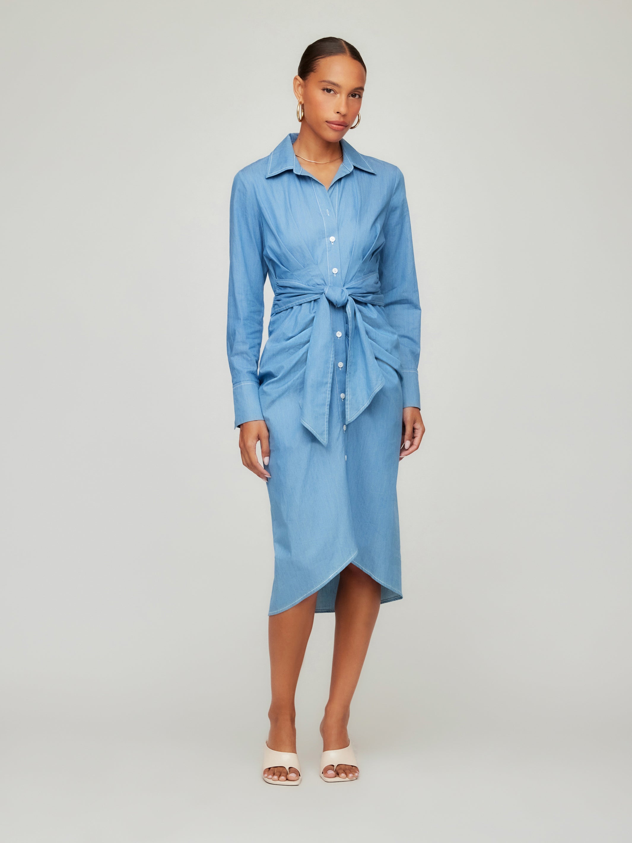Rayleen Long Sleeve Pleated Shirtdress