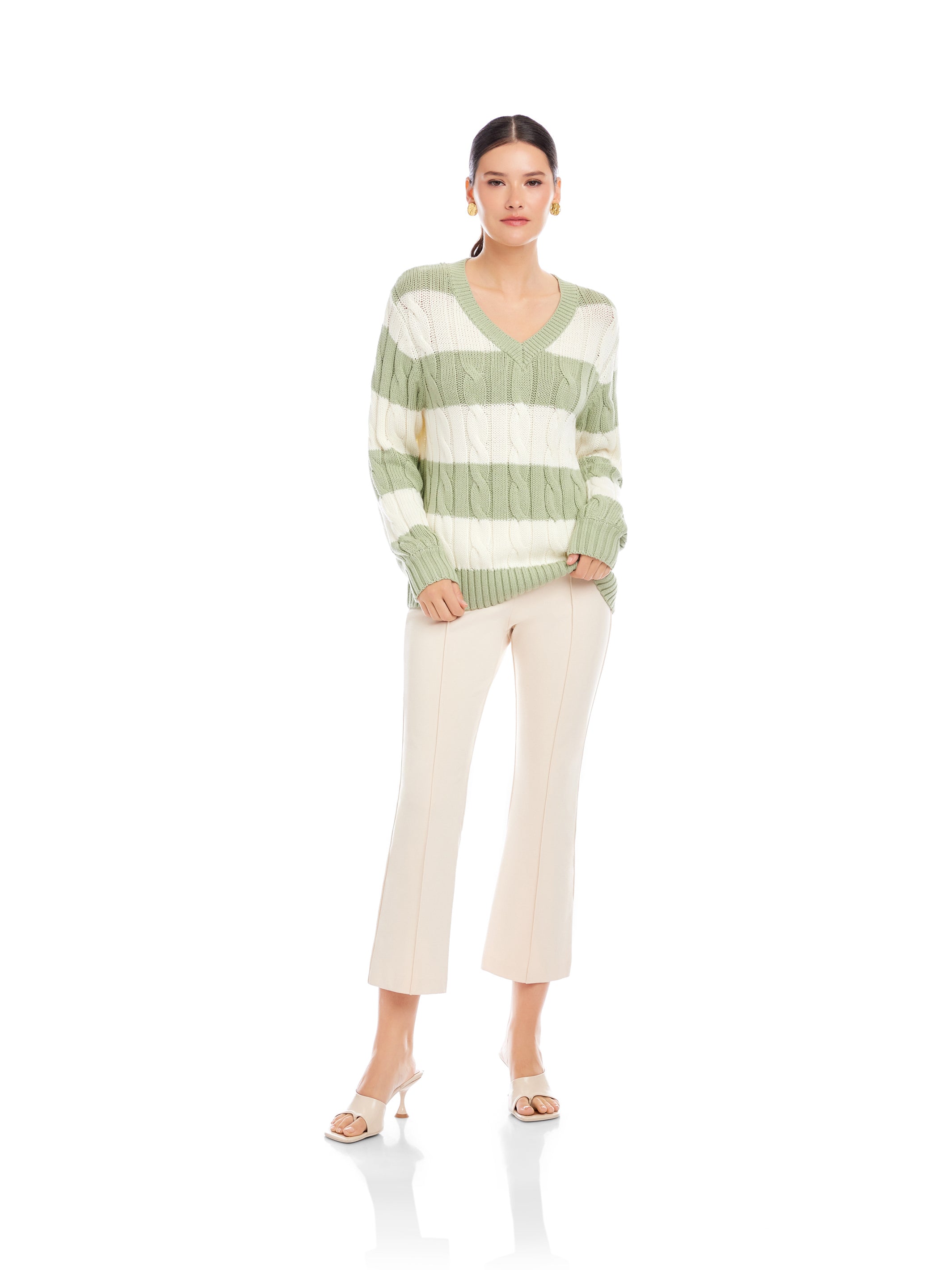 Avalee Stripe Cable Sweater