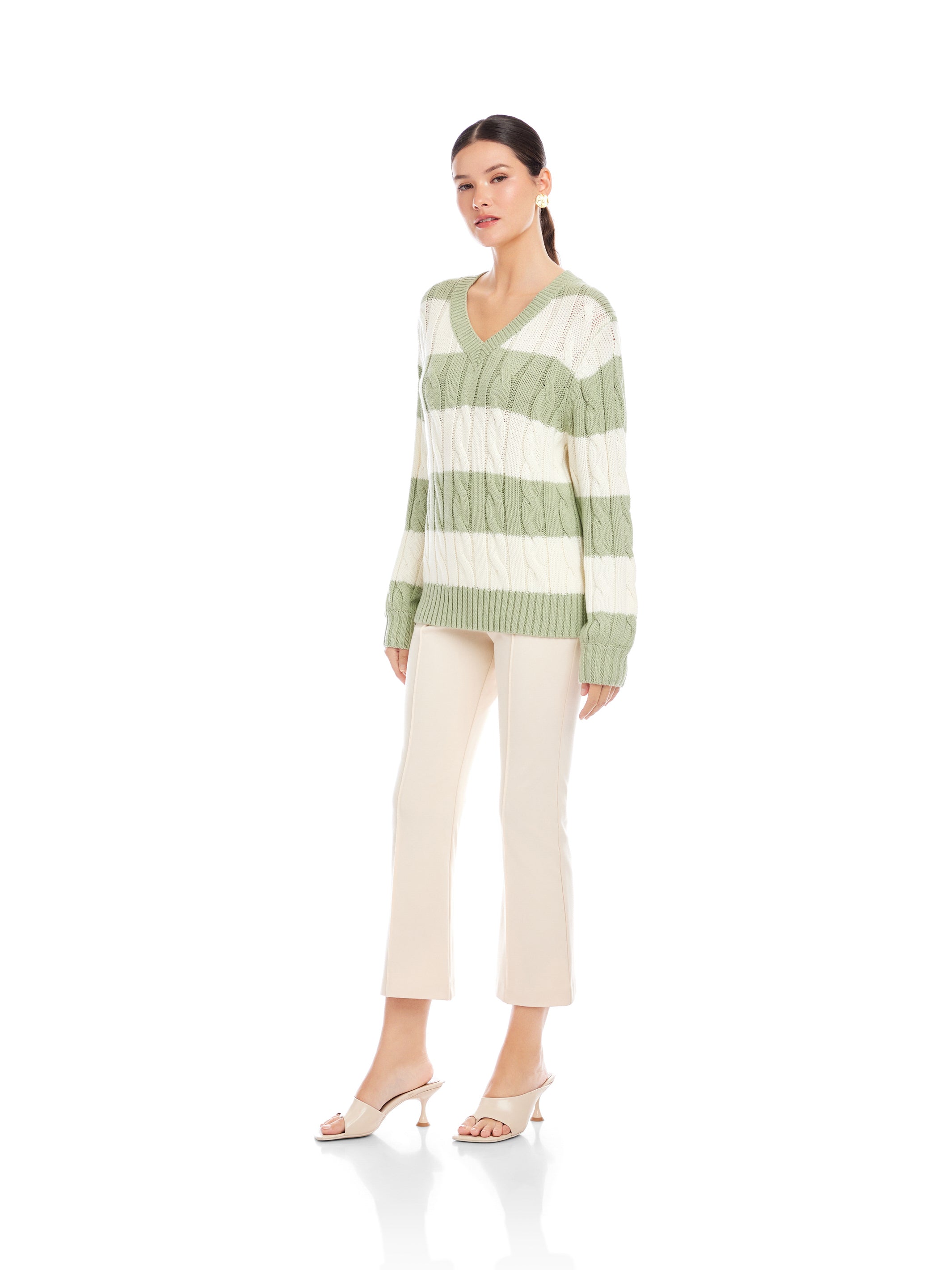 Avalee Stripe Cable Sweater