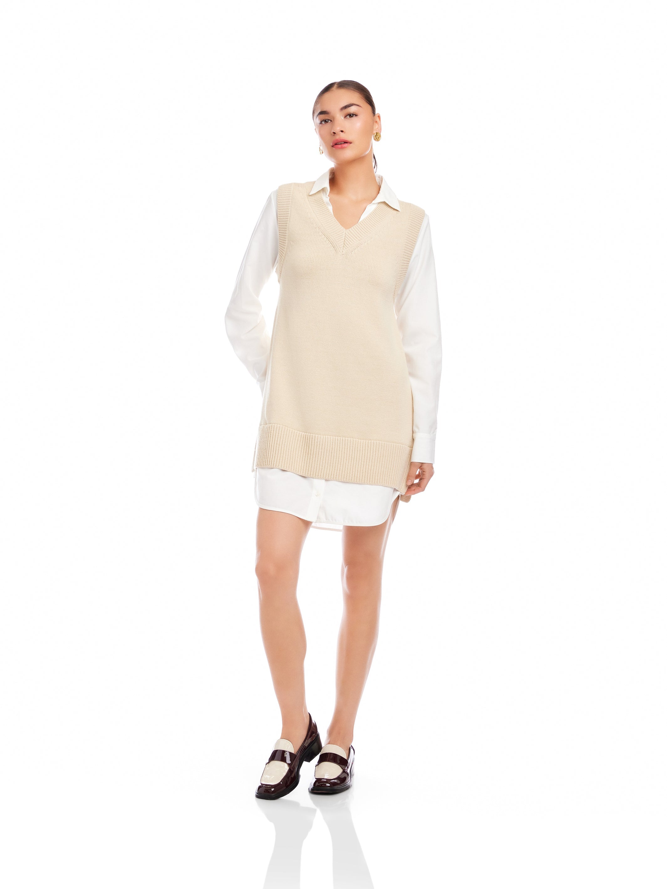 Elora Mixed Media Vest Dress