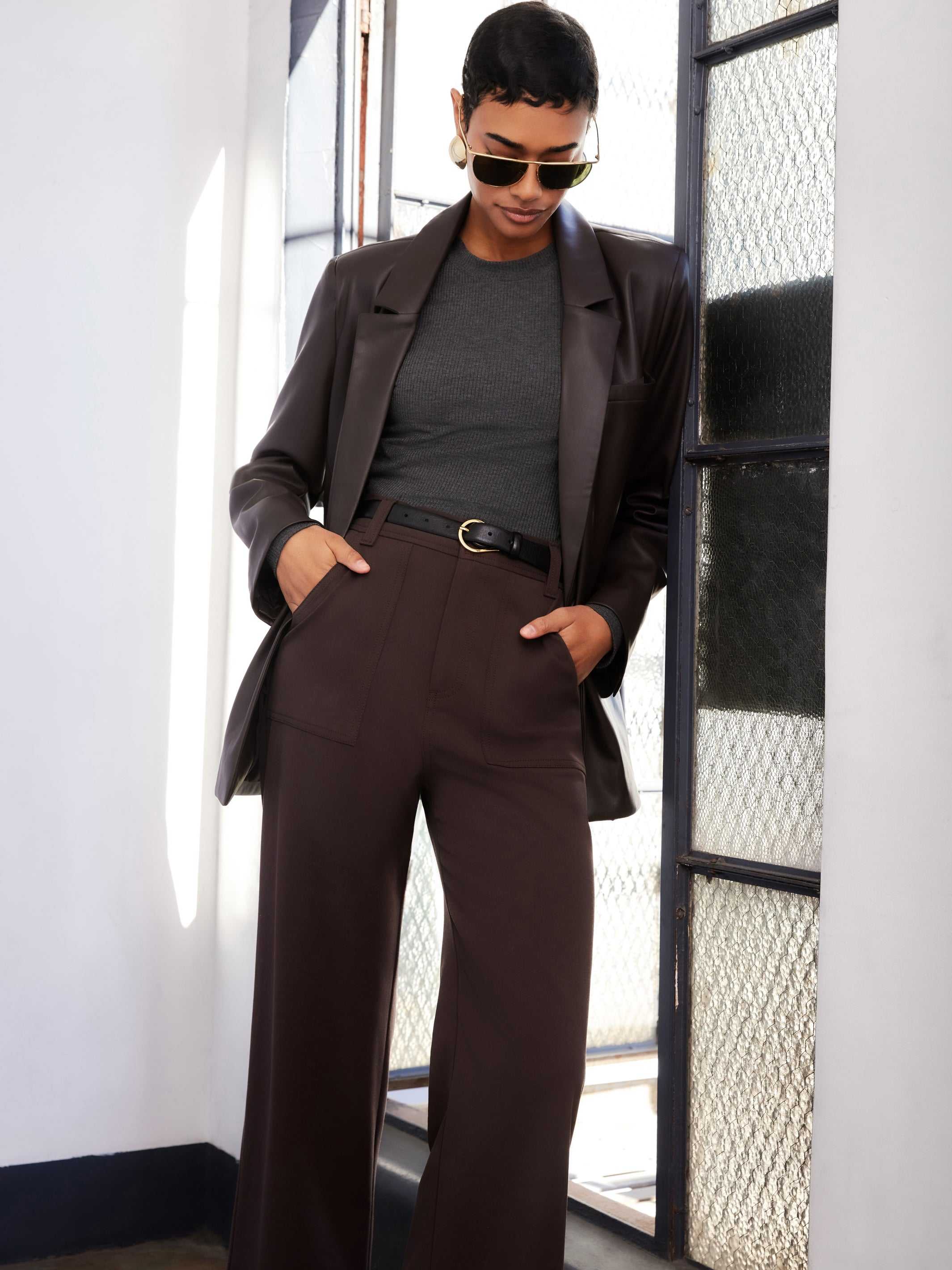 Regan Faux Leather Blazer