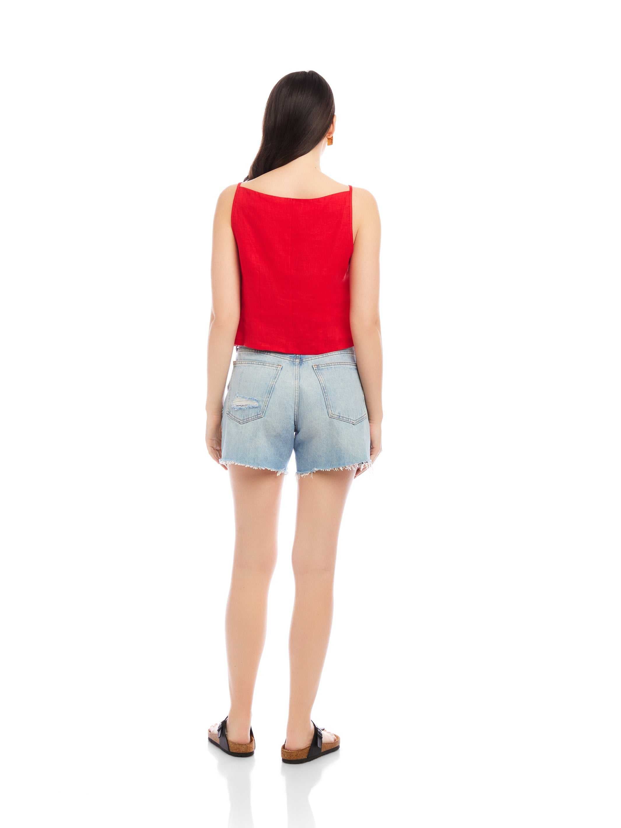 Elis Sleeveless Button-Up Top