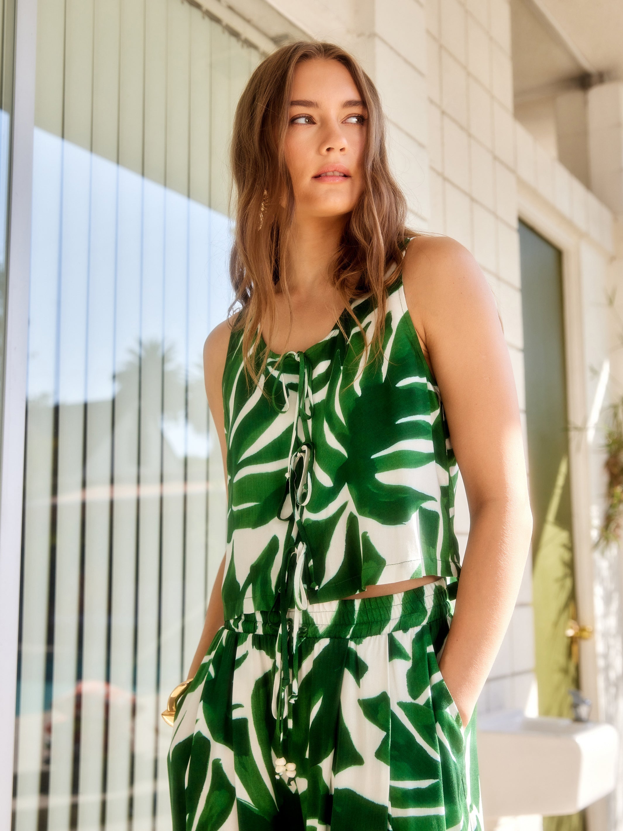 Emery Tie-Front Sleeveless Top