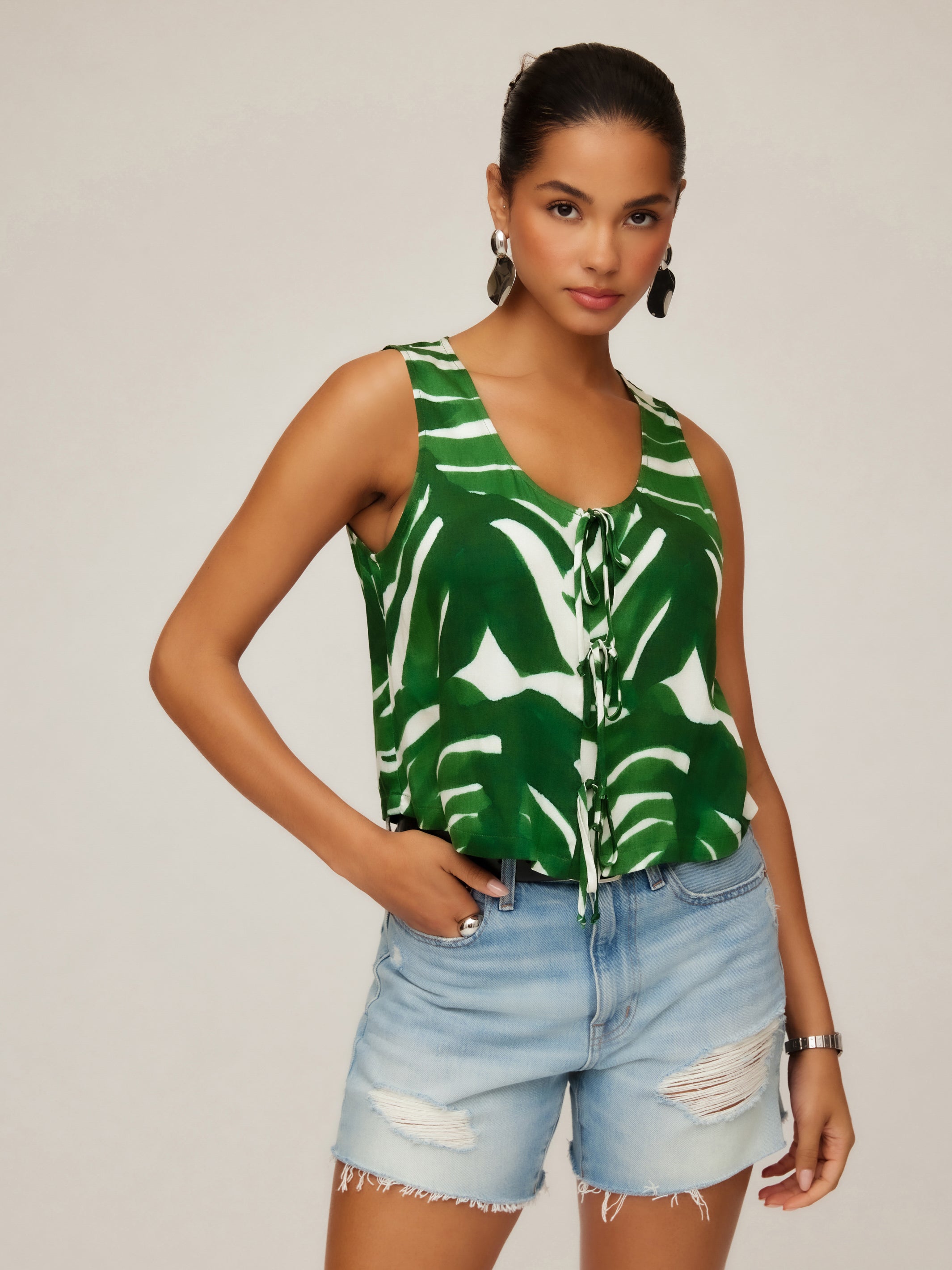 Emery Tie-Front Sleeveless Top