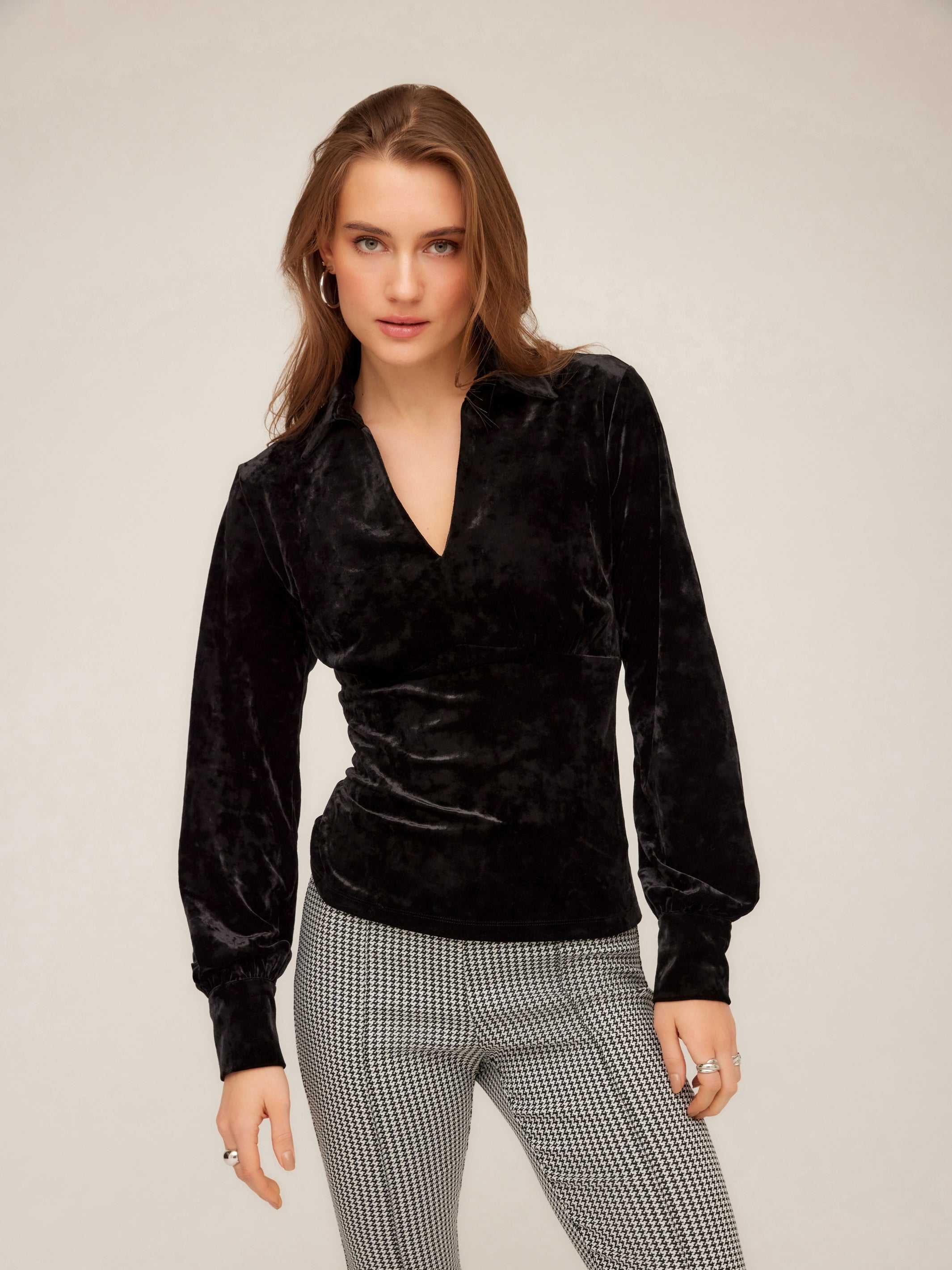 Bianca Collared Shirred Top