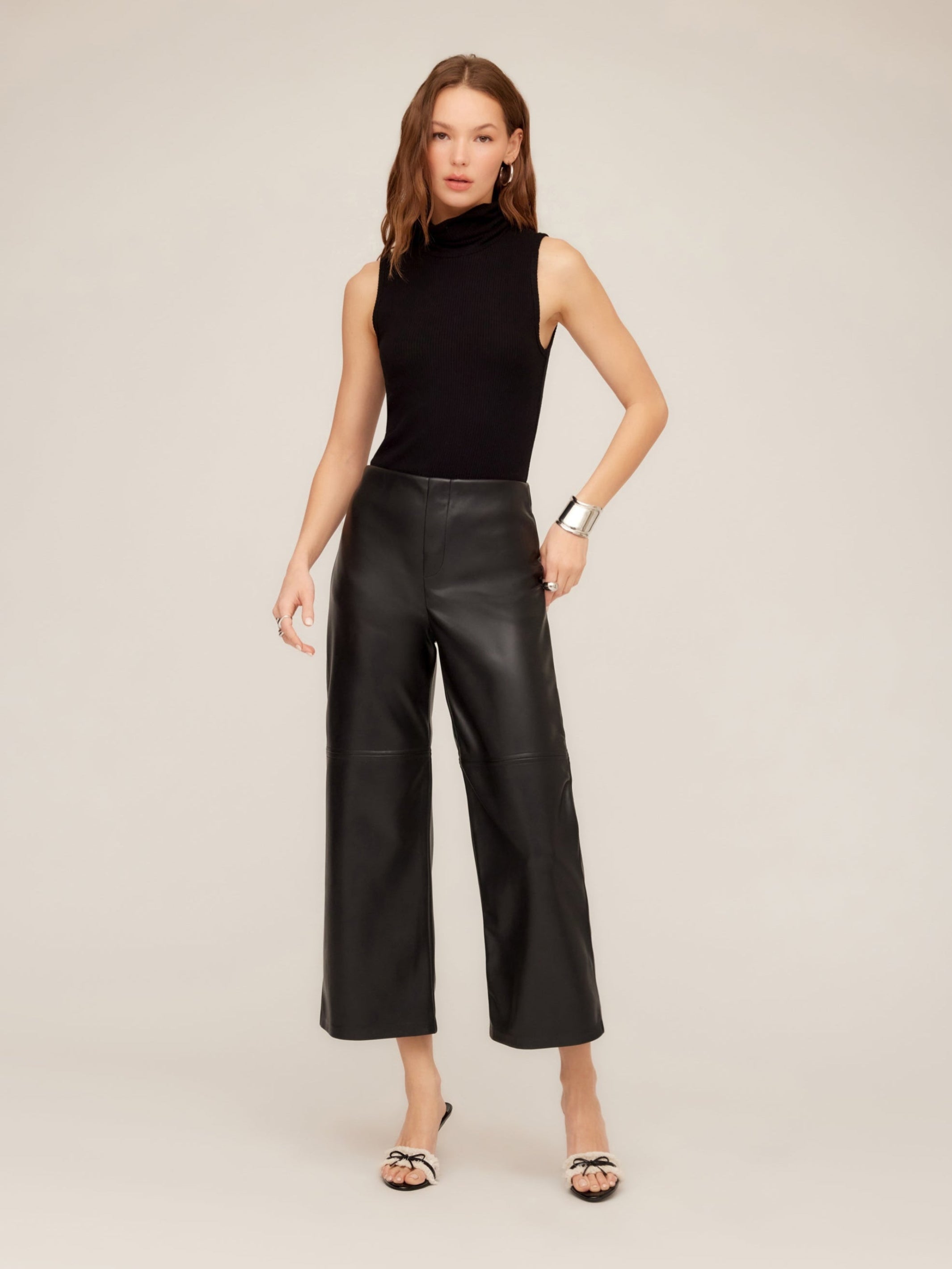 Faux Leather Cropped Pants