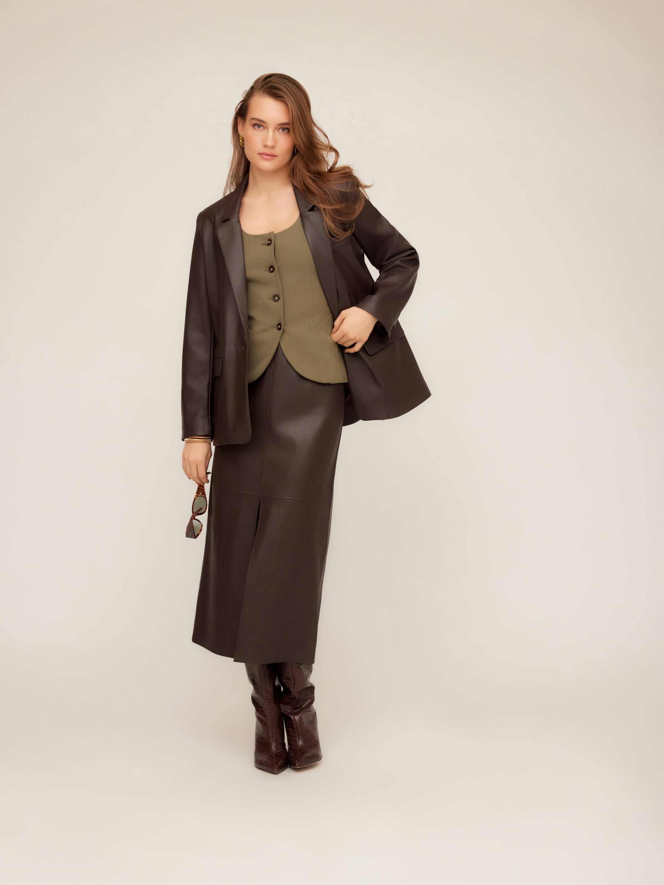 Regan Faux Leather Blazer