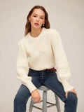 Brylee Crochet Flower Detail Sweater