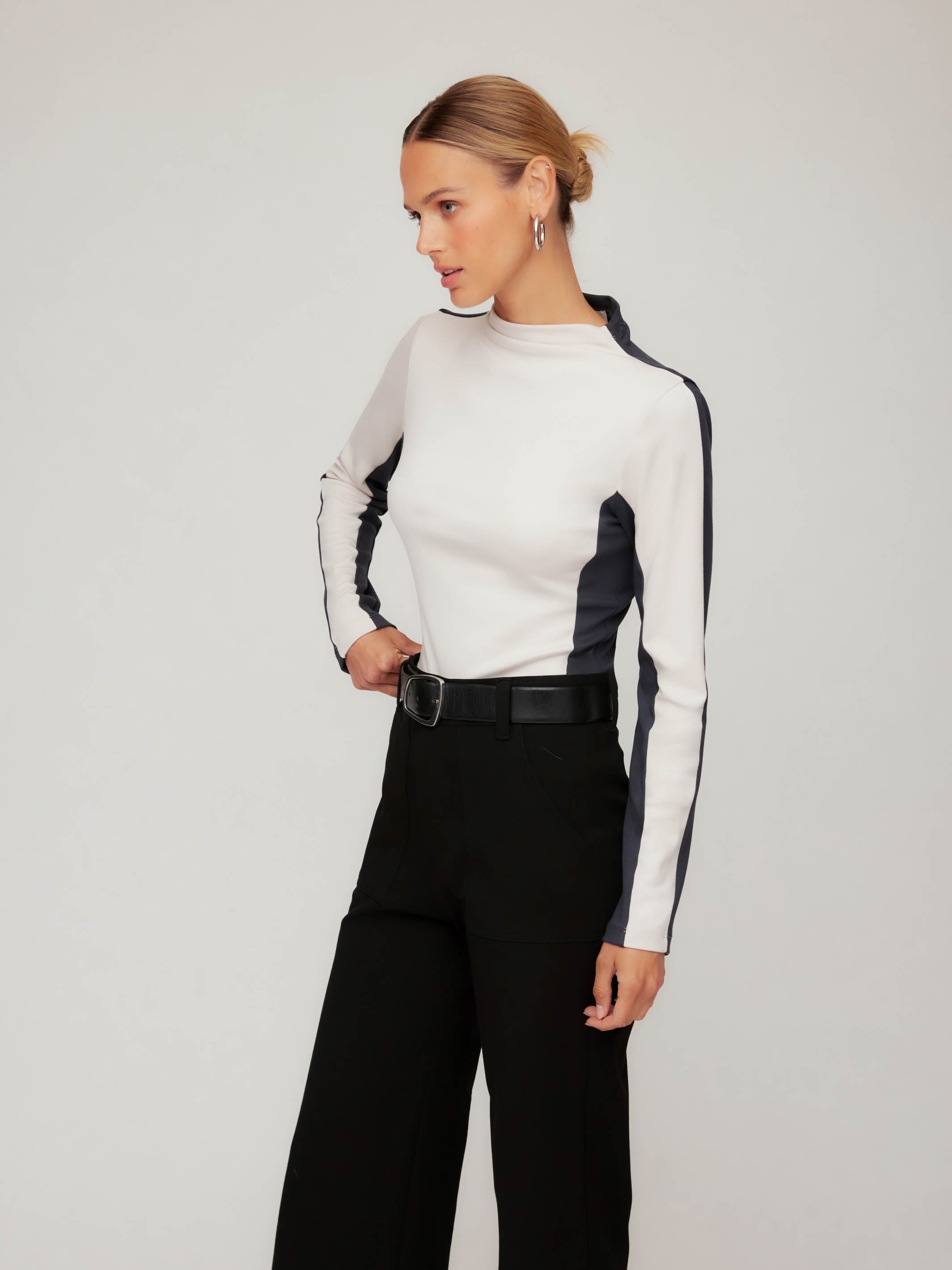 Cass Colorblock Mockneck Top