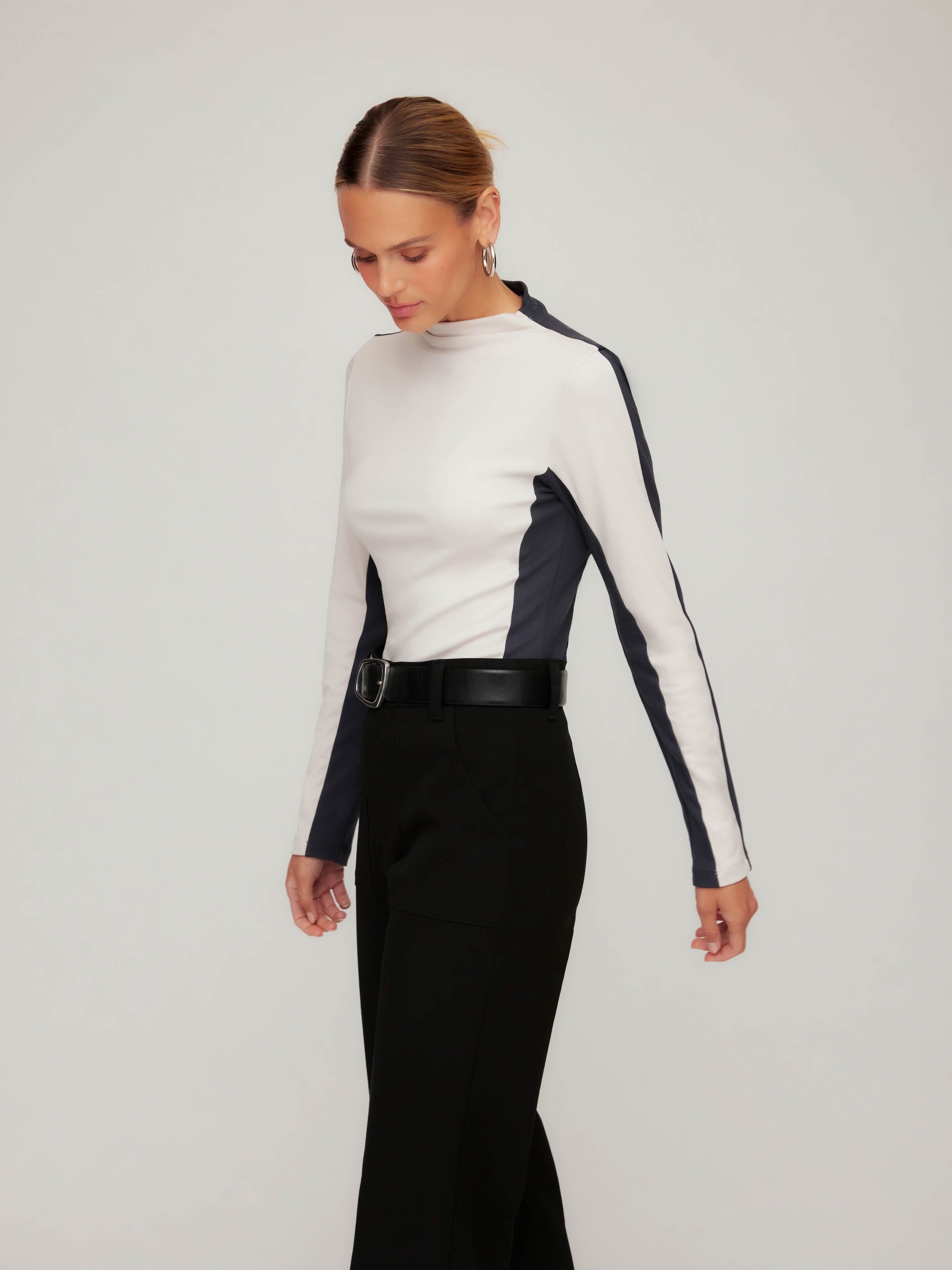 Cass Colorblock Mockneck Top