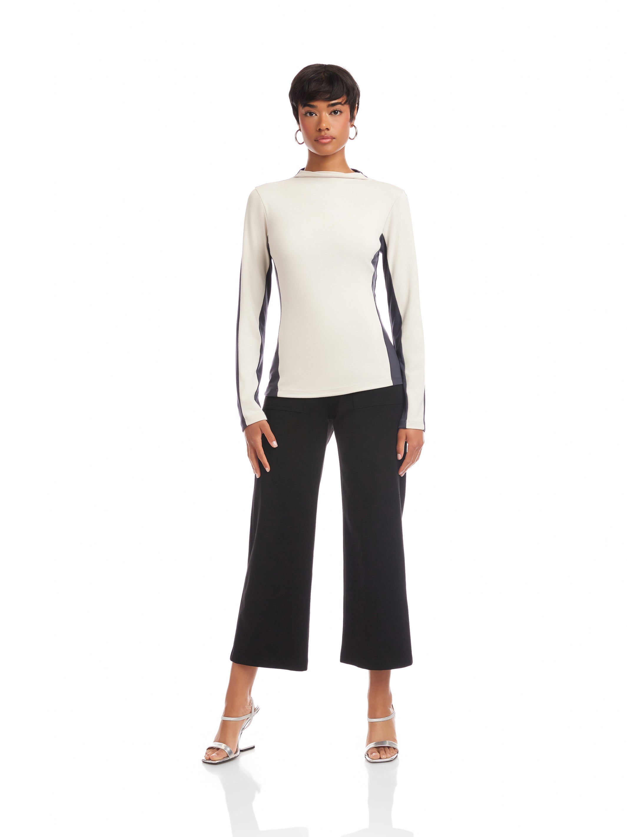 Cass Colorblock Mockneck Top