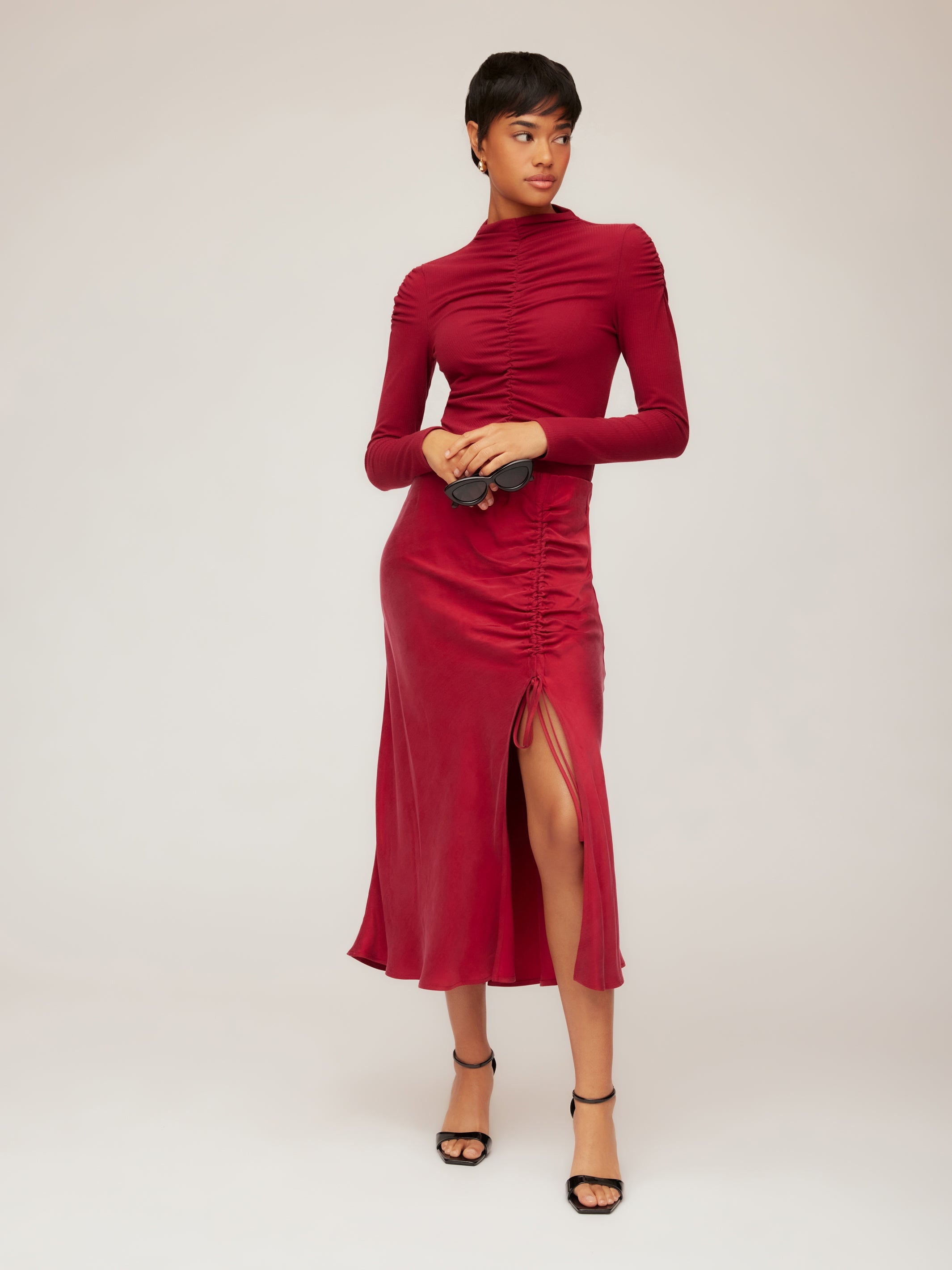Fiona Shirred Midi Skirt