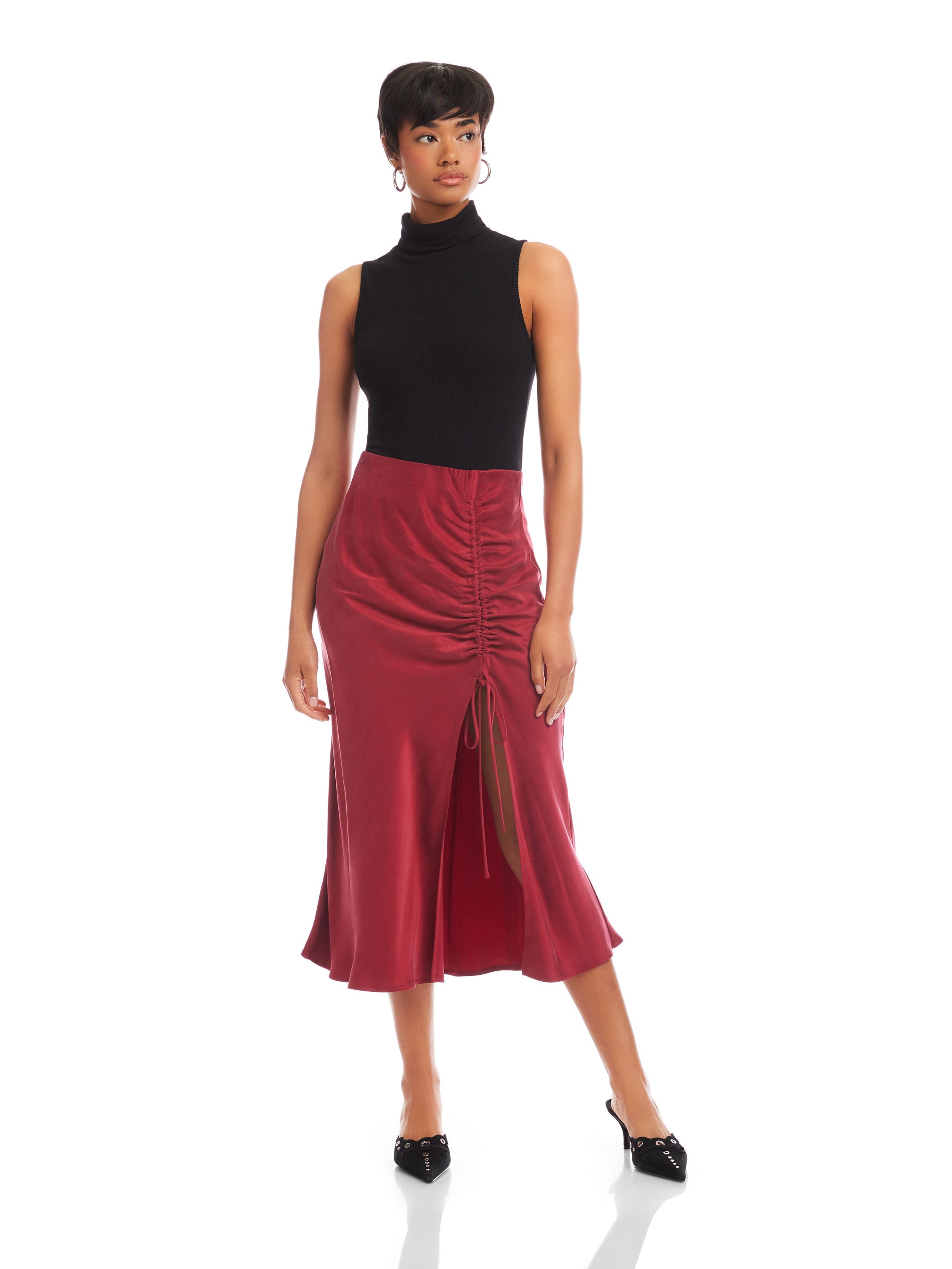 Fiona Shirred Midi Skirt
