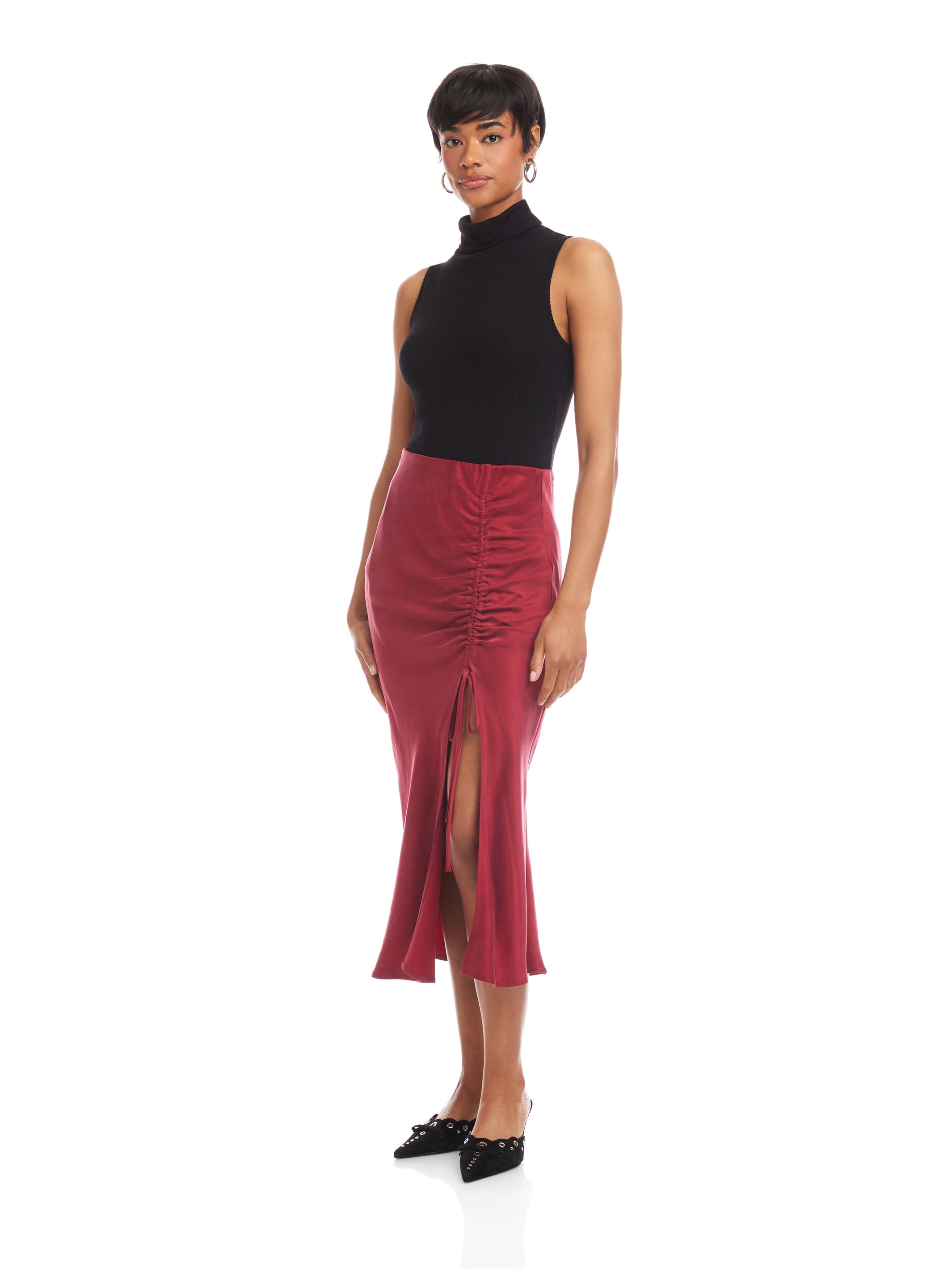 Fiona Shirred Midi Skirt