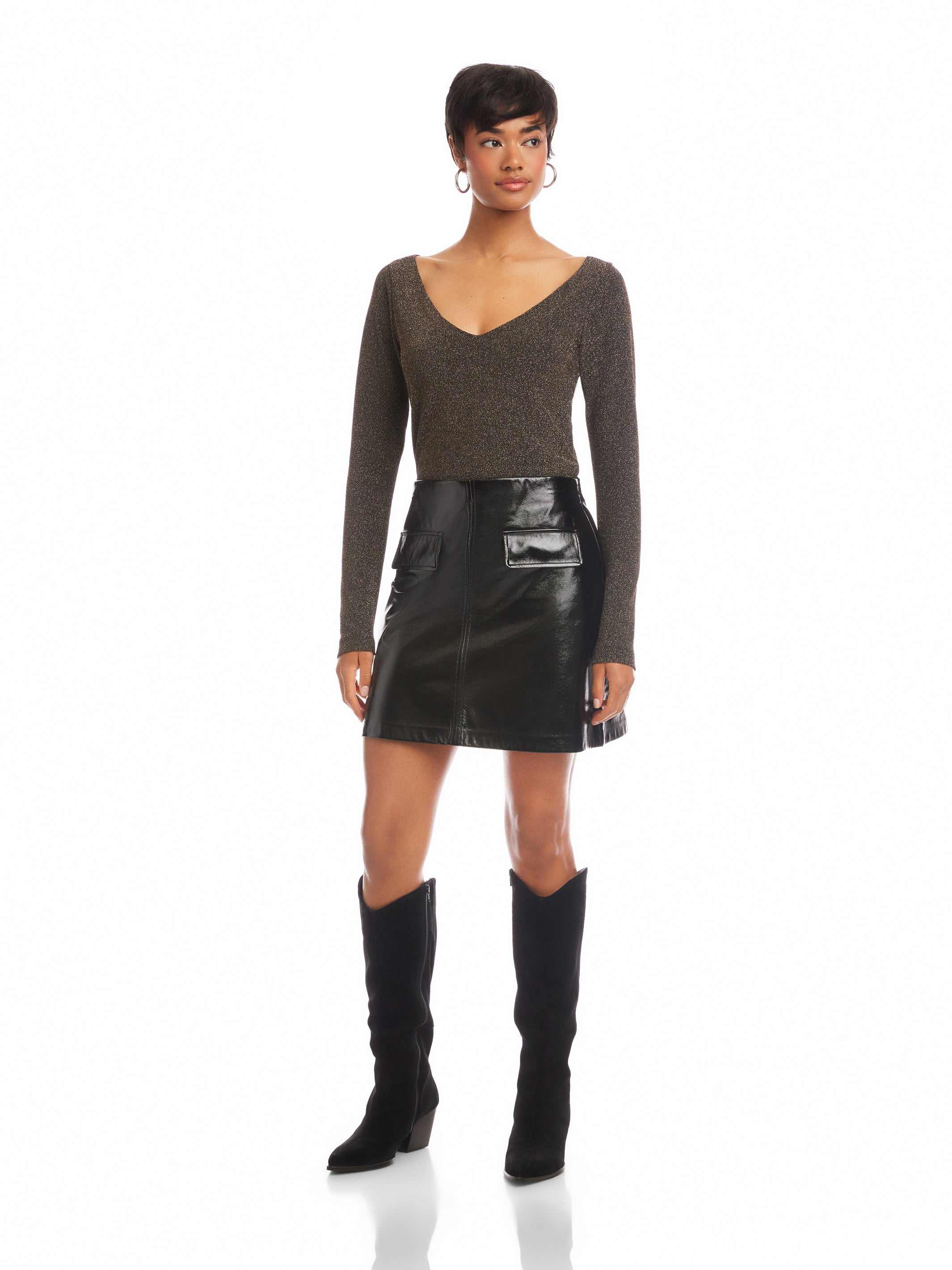 Britney Faux Patent Leather Mini Skirt