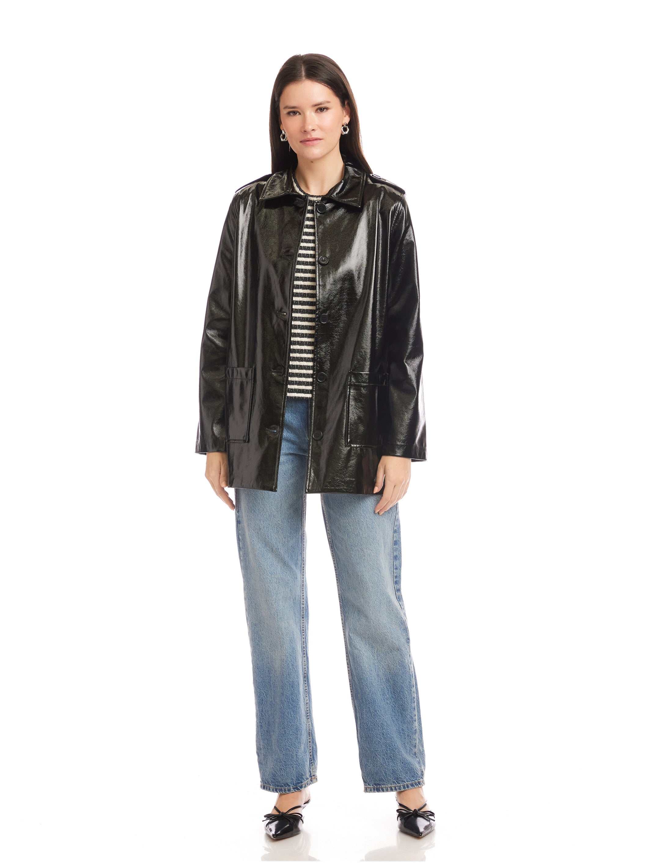 Janet Faux Patent Leather Jacket