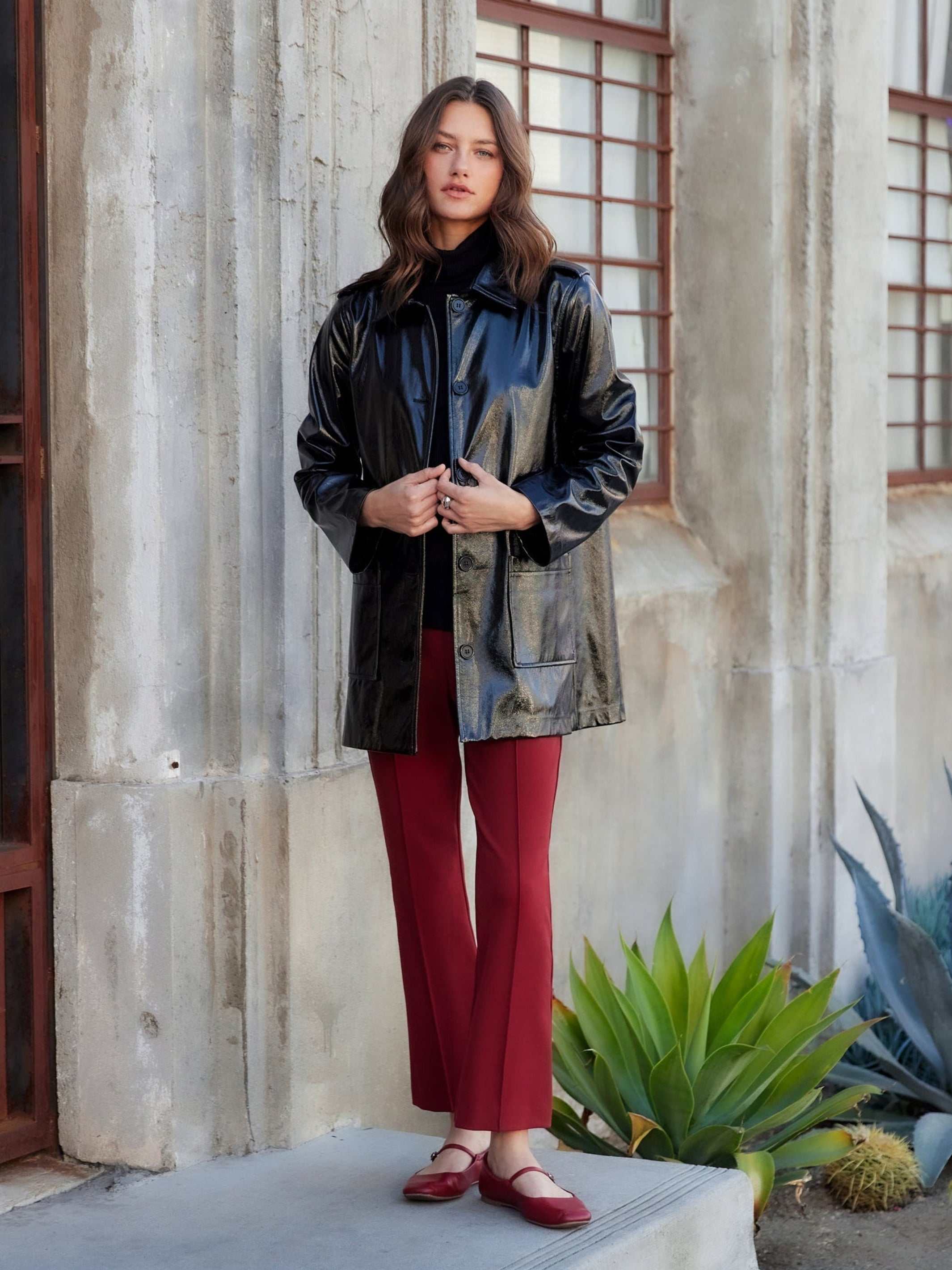 Janet Faux Patent Leather Jacket