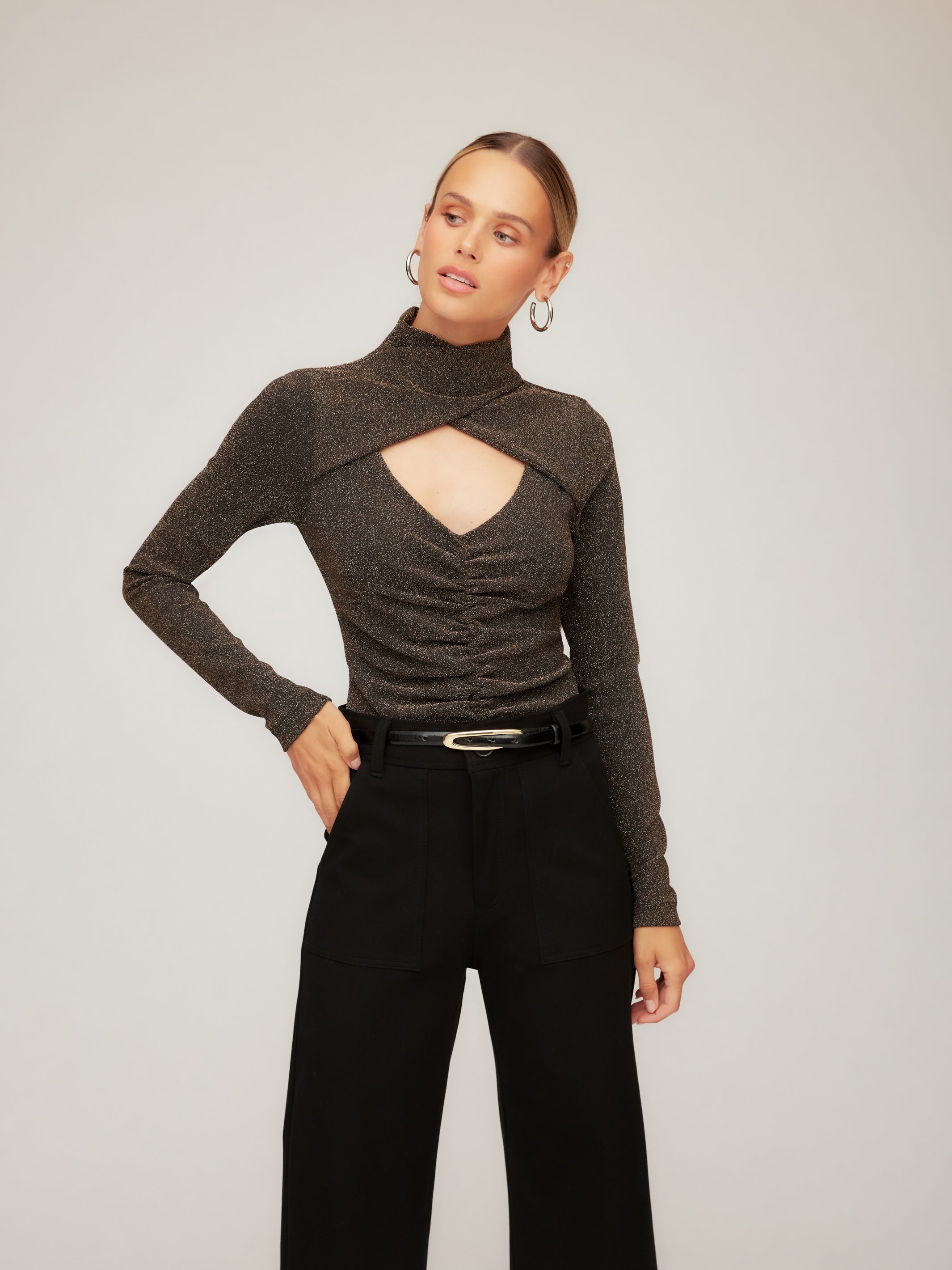Adina Crossover Turtleneck Top