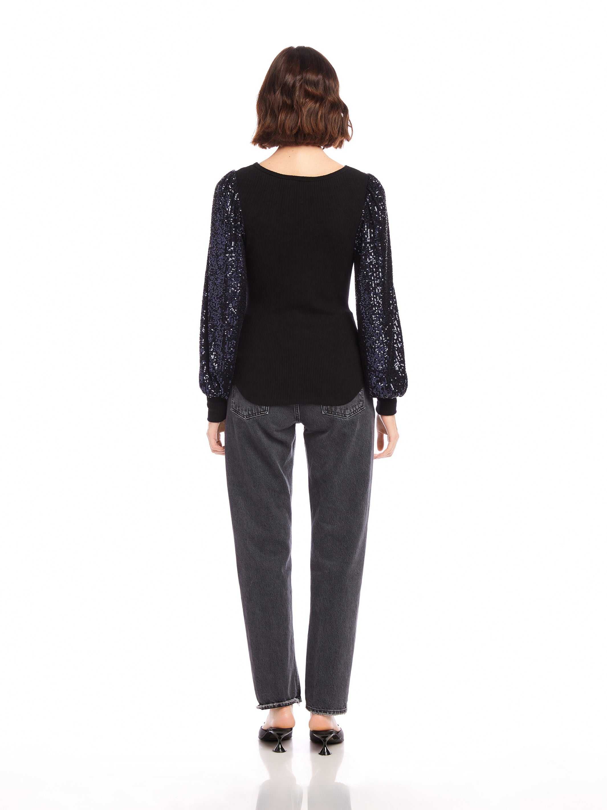 Sequin Bishop Sleeve Top