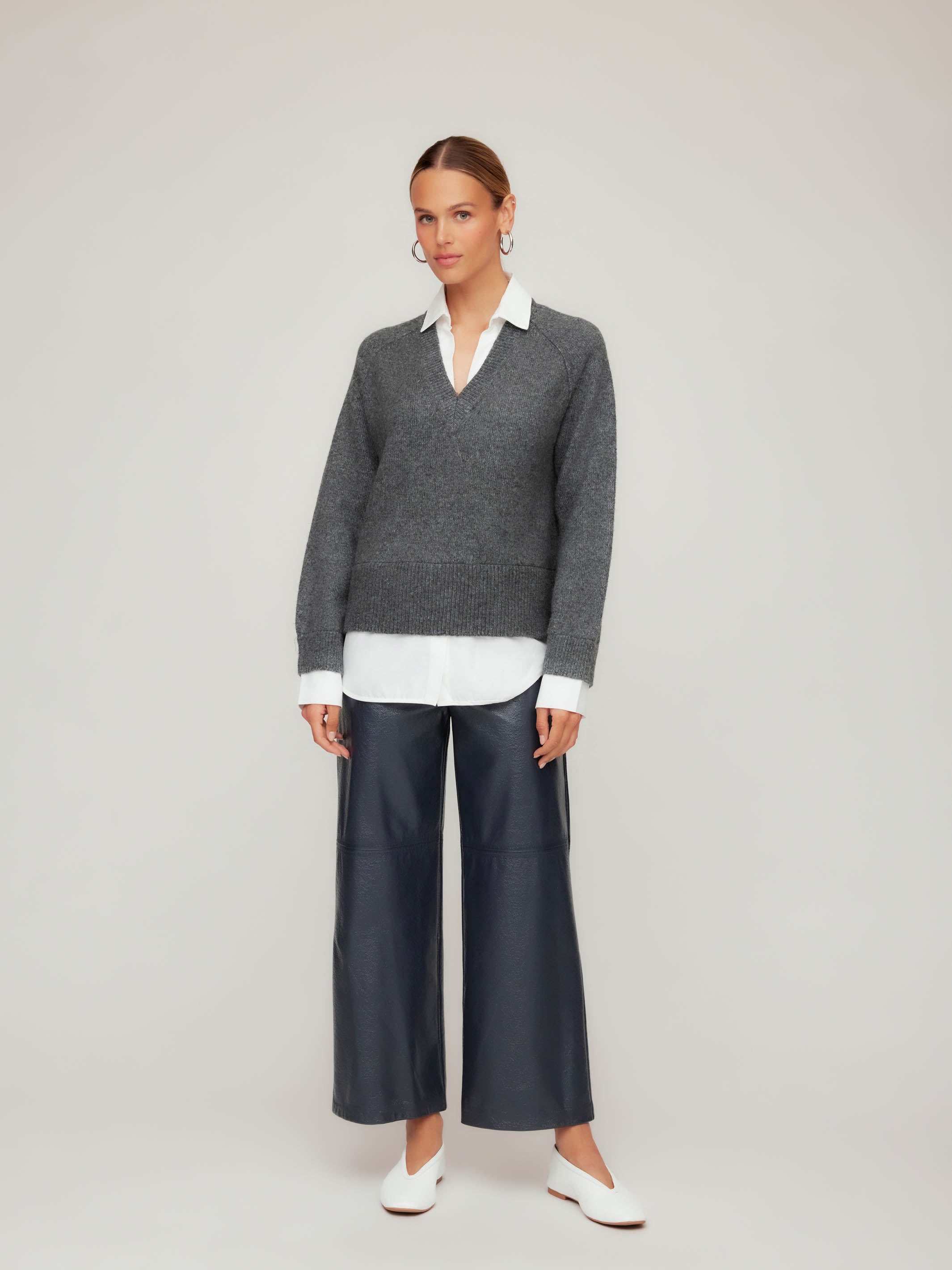 Faux Patent Leather Cropped Pants