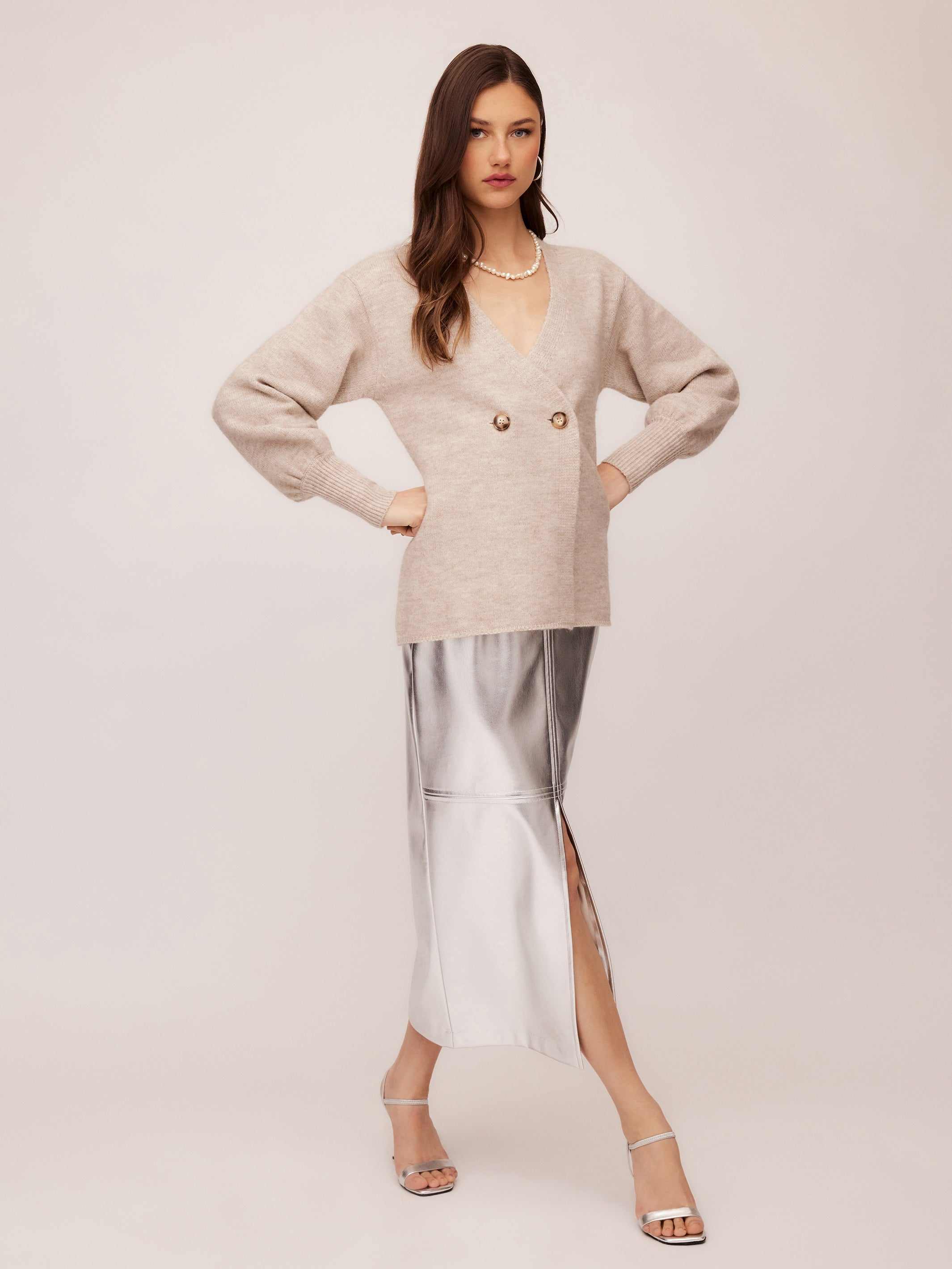 Kaia Faux Leather Midi Skirt