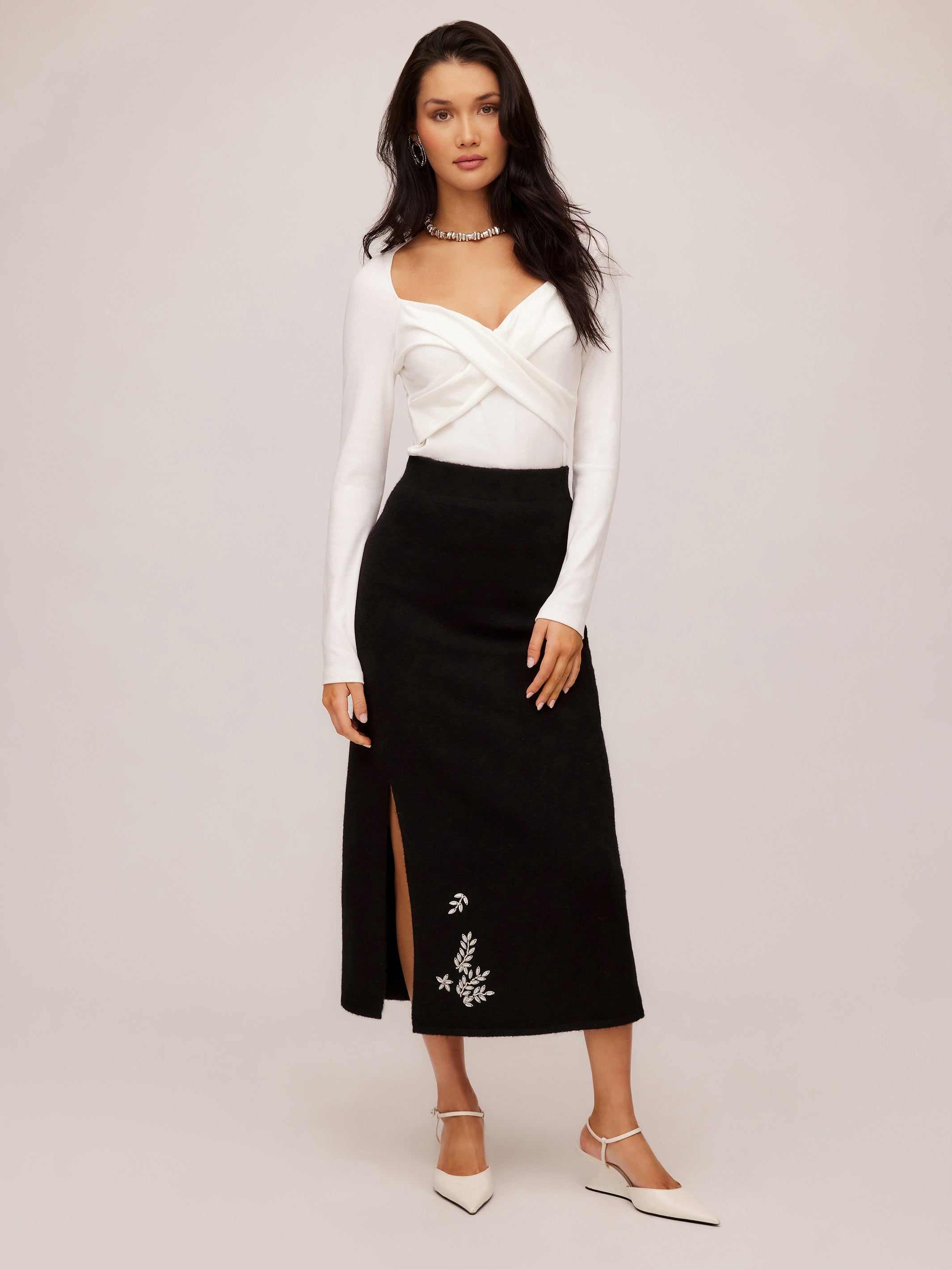 Brett Embellished Sweater Skirt