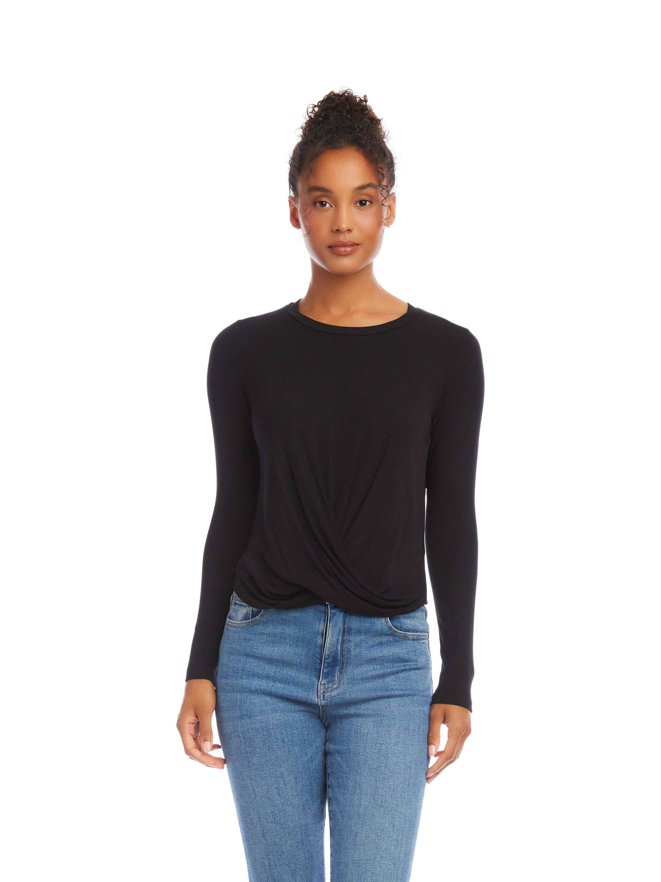 Long Sleeve Twist Front Top