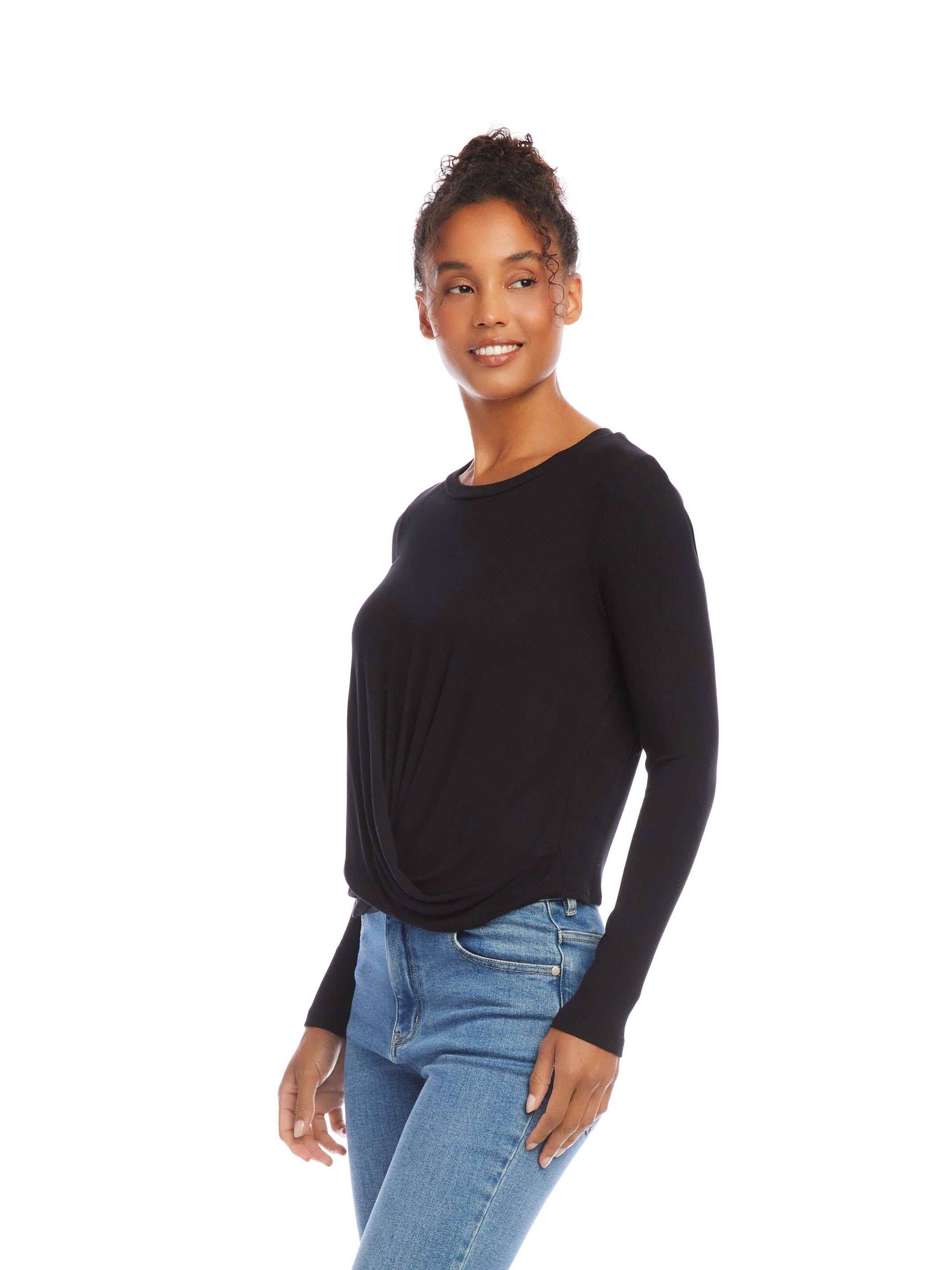 Long Sleeve Twist Front Top
