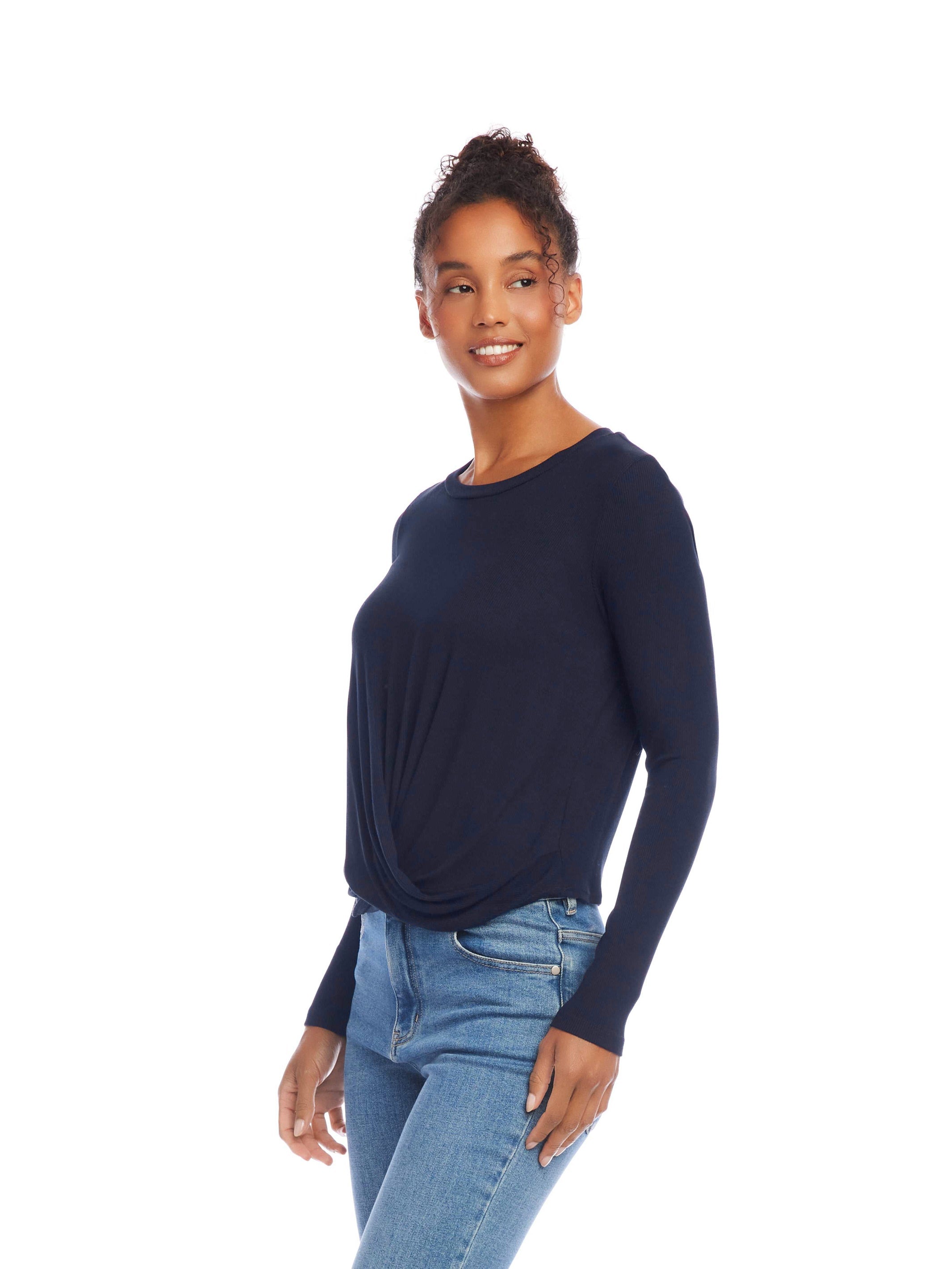 Long Sleeve Twist Front Top